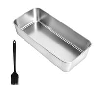 YPLANGENT Moule à Cake Inox, Moule à Pain, Moule Rectangulaire - Plat Four Inox 33 x 15 x 6,7 cm avec Pinceau Silicone pour Pain de Mie, Brownie et Lasagne