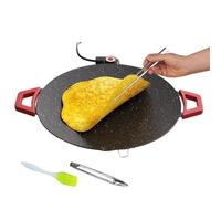Yplkm Grill Electrique D'Intérieur,Poêle Ronde Portable Antiadhésive - Grill d'Intérieur Petit et Rond avec Pinceau à Huile et Pinces à BBQ | pour Cuisson sur Table de Cuisine, Barbecue, Steak,