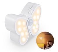 YPLonon Lampe de Nuit Detecteur de Mouvement Veilleuse LED Papillon Rechargeable Applique Murale Sans Fil Applique Murale avec Fonction ON/OFF/Auto pour Chambre, Couloir, Escalier
