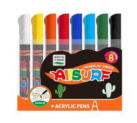 YPLUS Marqueurs Ensemble de Feutres Acryliques, Marqueur de Peinture Acrylique pour Coloriage, Feutre de Dessin, Marker Acrylique - 8 Couleurs