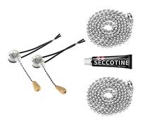 YQ Interrupteur à Tirette, Mur Lampe Tirer Interrupteur,Plafonnier Ventilateur Commutateur Livré avec Une Rallonge de 1 mètre et de l'adhésif(Argent)
