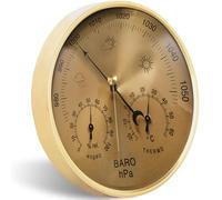 YQNISCU Baromètre Thermomètre Hygromètre 3 en 1 Manomètre barométrique 5,2 Pouces Météo mécanique avec Trou de Suspension Hygromètre à échelle Claire, Or -(Gold)
