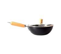 Yqqhrbm Wok de Cuisine avec Couvercle En Verre, Poêle Plate pour Plaques de Cuisson à et à Induction, 20cm