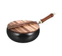 Yqqhrbm Wok, Wok Chinois, à La Main, Wok Universel Multifonction avec Couvercle, 27,9 Cm, Casserole