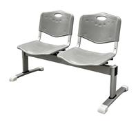 Yqyc Banc pour Salle D'attente en Métal 2 Places, Style Stade, Chaises en Plastique pour Bibliothèque et Hôpital, Charge Maximale 400kg, 97x81x52cm(Gray)