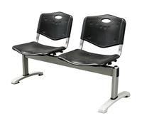 Yqyc Banc pour Salle D'attente en Métal 2 Places, Style Stade, Chaises en Plastique pour Bibliothèque et Hôpital, Charge Maximale 400kg, 97x81x52cm(Black)
