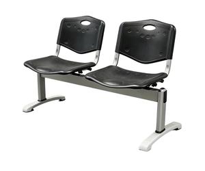Yqyc Banc pour Salle D'attente en Métal 2 Places, Style Stade, Chaises en Plastique pour Bibliothèque et Hôpital, Charge Maximale 400kg, 97x81x52cm(Black)