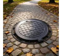 Yqyc Couvercle et Cadre de Regard en Fonte, Couvercle Rond | Couvercle d'inspection métallique robuste, Couvercle rond pour bassin de collecte (parkings, rues, terrasses)(70cm/27.6 in)