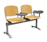 Yqyc Sièges D'attente 2 Places, Tablette et Porte-Stylo, Bois, Idéal pour Bibliothèque et Bureau, Charge Maximale de 400kg, 118×81×52cm(Silver)