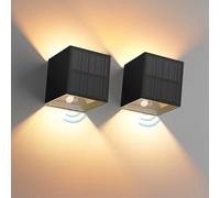 YrgePowk 2 Pièces Lampe Solaire Extérieur Avec Détecteur Mouvement, Applique Murale Solaire Extérieure IP65 Imperméable 3 Modes Lumière Éclairage Extérieur Sans Fil solaire Angle de Faisceau Réglable