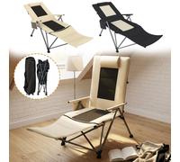 YRHome Creme : chaise longue d'extérieur confortable avec rembourrage, forme ergonomique, pliable pour un gain de place et facile à transporter