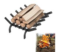 YRHome Grille de cheminée 42 cm - Support pour bois de cheminée - Étagère en bois avec 6 pieds - Support pour bûches de chauffage - Pour l'intérieur et l'extérieur - Noir