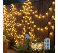 YRHome Guirlande lumineuse solaire LED, 100 m, 1000 LED, blanc chaud, extérieur, avec télécommande, 13 modes, minuterie et fonction mémoire, étanche IP44, éclairage de Noël solaire pour jardin