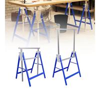YRHome Lot de 2 tréteaux de travail réglables en hauteur - En acier - Charge maximale : 150 kg par tréteau - 7 niveaux de réglage de 80 à 130 cm - Pour atelier et chantier