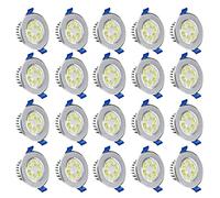 YRHome Lot de 20 spots encastrés à LED 230 V - Lampe de salle de bain - Spot encastré en aluminium - Mini spot de plafond - Pour salon, chambre à coucher et cuisine - 20 x 3 W - Blanc chaud