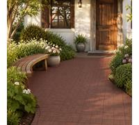 YRHome Lot de 22 dalles à clipser - Aspect bois - Motif à carreaux - Terre | Facile à poser grâce au système de clic, résistant aux intempéries, décoration en bois, idéal pour la terrasse