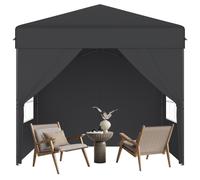 YRHome : pavillon de jardin pop-up 2,5 x 2,5 m, montage rapide à l'aide d'un seul bouton, imperméable et résistant aux UV, avec 4 parois latérales, sac de transport inclus – anthracite