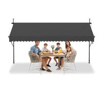 YRHome Store de balcon avec manivelle - 200 cm de large - Sans perçage - Réglable en hauteur - Protection solaire - Imperméable - Gris foncé - 350 cm