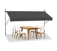 YRHome Store de balcon - Protection solaire - Avec manivelle - Rétractable manuellement - Résistant aux UV - Sans perçage - Toit de terrasse - 100 % polyester - Gris foncé - 300 x 120 cm