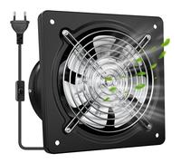 Yrichtra Extracteur d’Air 250mm 1680m³/h - Ventilation Extracteur Silencieux avec Clapet Anti-Retour, Améliore l’Air Chaud dans Salle de Bain, Cuisine, Garage & Sous-Sol - Noir