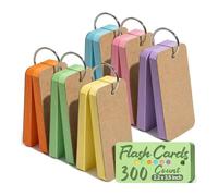 YRREATY Cartes CouleursVariées Révision 300Feuilles | Ensemble de 300 fiches en 6 couleurs, format portable 5,6 x 8,9 cm, idéal pour la révision et l’organisation des cours.