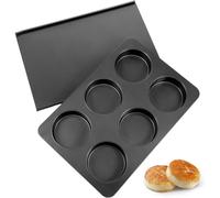 YRREATY Moule à 6 Cupcakes avec Couvercle, Moule à Muffins Anglais avec Couvercle, Plaque de Cuisson Antiadhésive