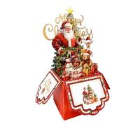 YRTUOP Cartes De Vœux De Noël 3D Avec Enveloppes,Structure À 4 Couches Avec Motifs Père Noël, Renne Et Sapin | Carte De Saison Avec Enveloppes,Pour Fête Famille Amis Garçons Filles Hiver Festif Et