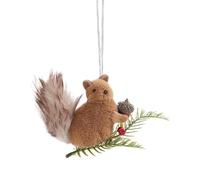 YRTUOP Décoration Écureuil en Peluche | Ornement Saisonnier en Peluche Écureuil - Décor Animal avec Branches et Pommes de Pin - pour Bureau Cheminée Maison Sapin de Noël Mur Étagère