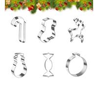 YRTUOP Emporte-Pièces À Biscuits De Noël | 6 Pièces En Acier Inoxydable Bonhomme De Neige Et Canne En Sucre - Coffret De Moules En Métal Pour Fêtes À Biscuits - Pour Fondant Fromage Dessert Pâtisserie