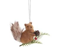 YRTUOP Ornements de Sapin de Noël Écureuil | Ornement Saisonnier en Peluche Écureuil - Décor Animal avec Branches et Pommes de Pin,pour Bureau Cheminée Maison Sapin de Noël Mur Étagère