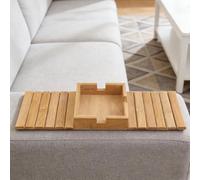 YRTUOP Plateau D'accoudoir en Bois, Plateau pour Accoudoir De Canapé Antidérapant Organisateur De Canapé Flexible Et Pliable pour Poser des en-Cas, UnBoisson Ou Une Tasse, 35x11cm
