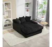 Yrxin Canapé convertible moderne en velours côtelé avec 3 coussins doux, canapé modulaire sans os confortable pour salon, appartement, bureau, aucun assemblage nécessaire, noir