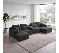 Yrxin Canapé modulaire sectionnel en forme de U de 372 cm, canapé sans os | Canapé moderne 6 places avec porte-gobelets intégrés, canapé nuage et canapés pour salon, bureau, canapé d'angle avec