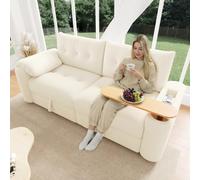 Yrxin Petit canapé modulaire en peluche avec espace de rangement, appui-tête et table d'appoint intégrée, pour appartement, salon et chambre d'amis, beige