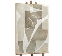 YS-Art Tableau Abstrait Beige et Blanc, Peinture Acrylique Faite Main sur Toile, Art Mural Minimaliste pour Entrée ou Salon 140x100 cm