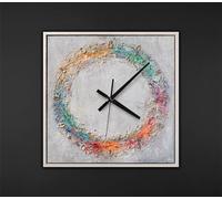 YS Horloge murale peinte à la main 35 x 35 cm - Cercle coloré abstrait Art Gallery