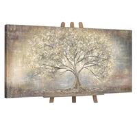 YS Tableau peinte à la main Arbre d'or Peinture abstraite sur toile en couleur or clair Paysage abstrait Décoration intérieure 120x60 cm
