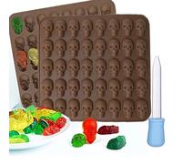 ysister Moules à Bonbons en Silicone,2 Pack Moule Tête de Mort en Silicone avec 40 Cavités Moule,Halloween Bonbons Moules avec 1 Compte-Gouttes Pour chocolats, bonbons, gelées, pralines, glaçons