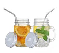 YSJILIDE Lot de 2 tasses à smoothie avec couvercle et paille, réutilisables pour jus de fruits, café, milkshake, avec poignée (blanc)
