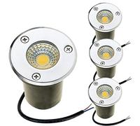 Ysjx Luminaires extérieurs Lot de 4 Spots LED COB Ronds encastrés dans Le Sol, 12 V CC, 3 W/5 W, en Acier Inoxydable, diamètre 65 mm, éclairage de Jardin paysager Éclairage paysager(Warm White,3W)