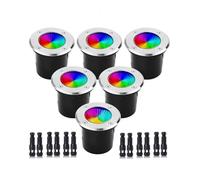 Ysjx Luminaires extérieurs Lot de 6 Spots LED Ronds encastrés dans Le Sol, DC12 V-24 V, 12 W, diamètre 10 cm, contrôleur RF RGBW, éclairage paysager COB Éclairage paysager