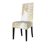 YsoLda Housse de Chaise, Housse de Chaise de Salle à Manger, Housse de Protection de siège Extensible pour Cuisine, Salle à Manger, Feuilles de Palmier dorées, Impression Artistique