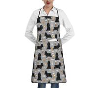 YsoLda Tabliers de cuisine, tablier de cuisine avec poches, tablier de chef imperméable, tabliers à bavette réglables,Cocker Spaniel Avec Cafés Chien Cocker Spaniel Noir Avec Café Gris