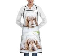 YsoLda Tabliers de cuisine, tablier de cuisine avec poches, tablier de chef imperméable, tabliers à bavette réglables,Cocker Spaniel Épagneul Brun Chiens Tristes Chiens Animaux
