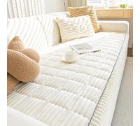 YSPZDQ Housse de Canapé, Lavable Housse Canape d'angle, Nouveau Housse de Canapé Velours Côtelé, Antidérapant Protege canape, Housse de canapé 3 Place(White,60 x 60 cm)