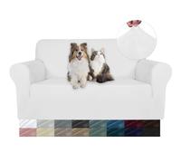 YSTELLAA Housse Canapé 2 Places en Velours, Universelle, Blanc | Housse De Canapé avec Accoudoirs, Sofa Cover Extensible Universelle, Résistante Aux Griffures, Antidérapant Et Lavable