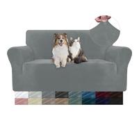 YSTELLAA Housse Canapé 2 Places en Velours, Universelle, Gris Clair | Housse De Canapé avec Accoudoirs, Sofa Cover Extensible Universelle, Résistante Aux Griffures, Antidérapant Et Lavable