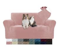 YSTELLAA Housse Canapé 2 Places en Velours, Universelle, Rose | Housse De Canapé avec Accoudoirs, Sofa Cover Extensible Universelle, Résistante Aux Griffures, Antidérapant Et Lavable