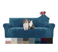 YSTELLAA Housse Canapé 3 Places en Velours, Universelle, Bleu Paon | Housse De Canapé avec Accoudoirs, Sofa Cover Extensible Universelle, Résistante Aux Griffures, Antidérapant Et Lavable