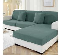 YSTELLAA Housse Coussin Canapé Extensible, 1 Place*2+Chaise Longue | Vert Haricot, Housse De Coussin Canapé Universelle Antidérapant, Protection Meubles, Siège Élastique Doux, Pour Le Salon